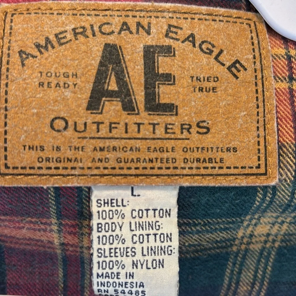 Vintage American Eagle Red Barn Chore Coat Jacket Plaid Lining Men Sz L